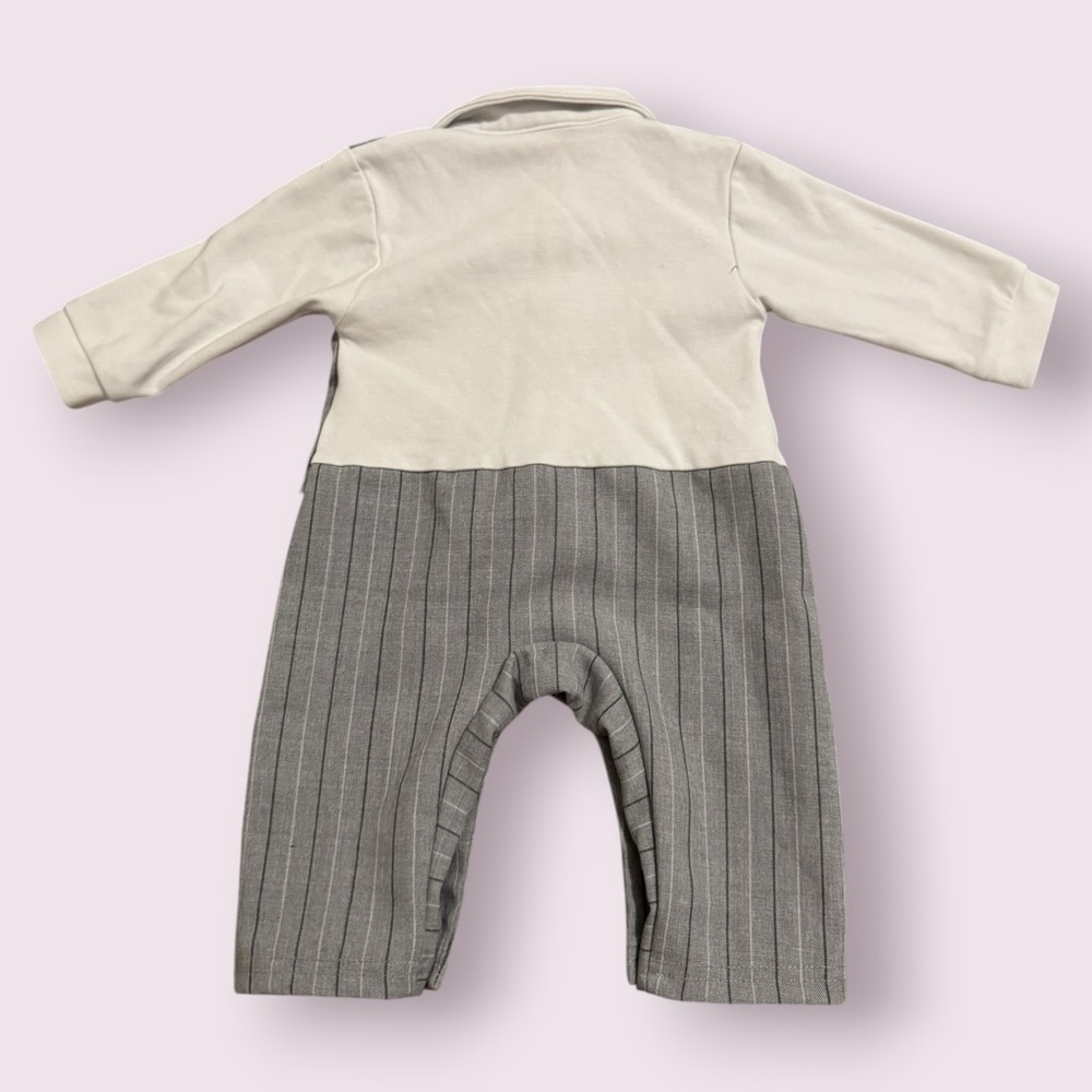 Baby Boy Pinstripe Romper Set Newsboy Hat Formal Outfit 3-6M - Picture 6 of 6